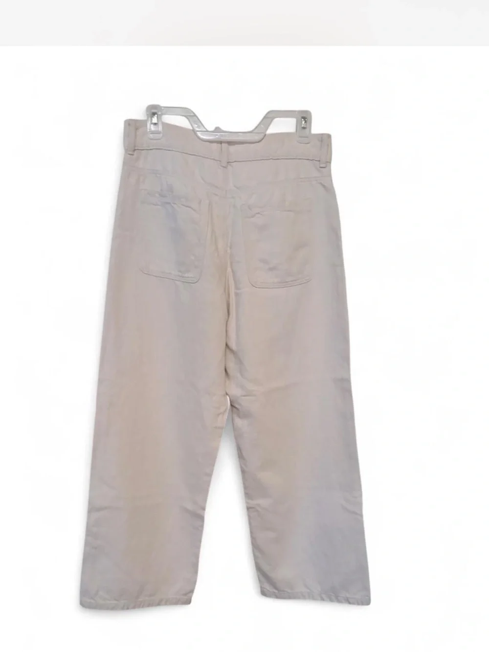ZARA High-Rise Wide Leg Button-Fly Pants in Light Beige